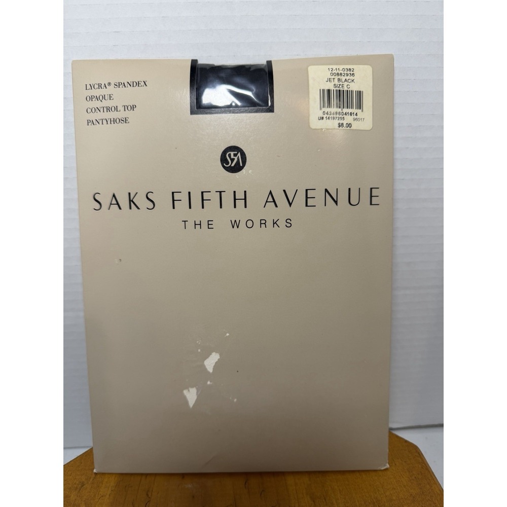 Vintage Saks Fifth Avenue Pantyhose Jet Black Size C‎ Control Top NOS